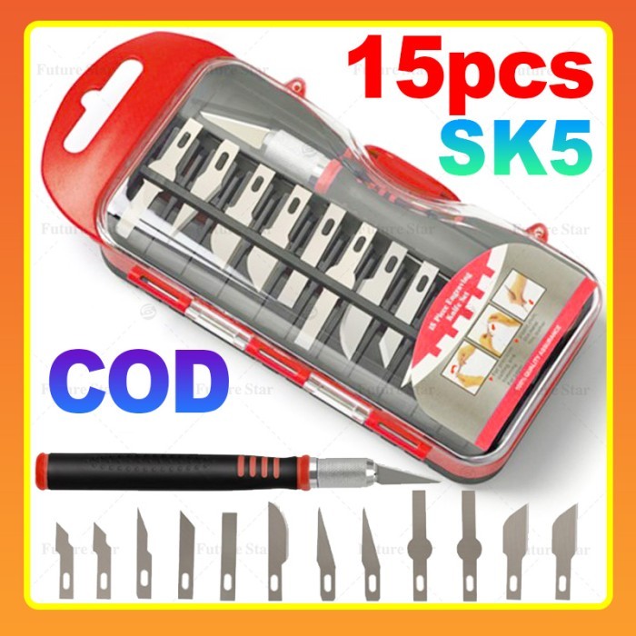 

Pisau Ukir Seni Hobby Cutter Metal Handle Exacto Knife Blades Set 8/14 isi Kit SK5 Carbon Steel Precision Carving for Art, Craft, Hobby, Scrapbooking, Stencil,Sharp Precise Cutting Pisau Bonsai Sayat Ukir
