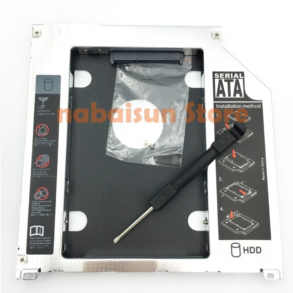 Eunaimee 9.5 mm Aluminum HDD Caddy SATA 3.0 2nd 9.5mm SSD Case drive a solid caddy for Macbook Pro 1