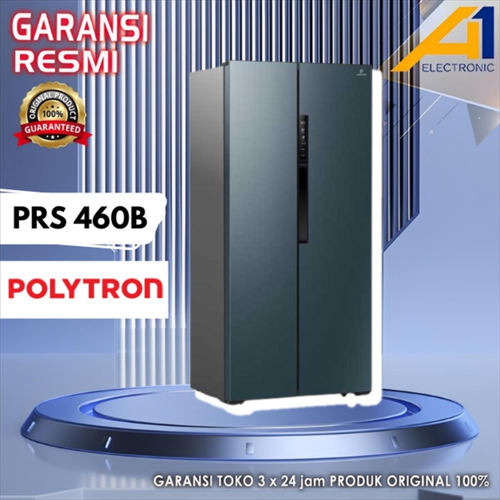 POLYTRON Kulkas PRS460B / PRS 460 B /  PRS 460B , Side By Side 450 L