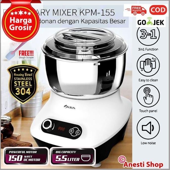 Mixer Roti Kue Low Watt 150 Watt Planetary Mixer 5.5 L Kirin Kpm-155 Mr78786