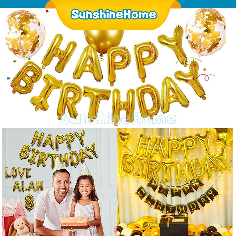 Balon Huruf Balon / Latex Balon Ulang / Tahun Dekorasi Ulang Tahun / Balon Foil Huruf Gold / Balon L
