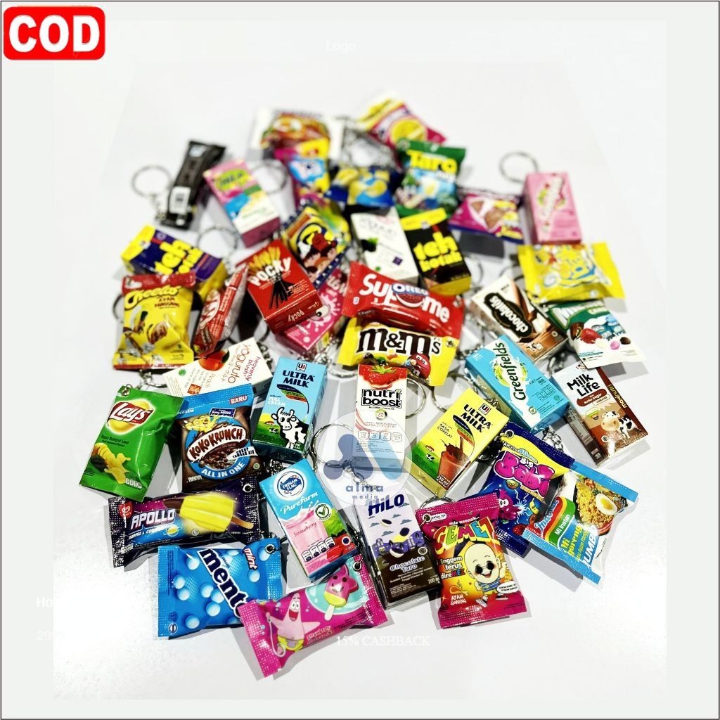 [50pcs]GANTUNGAN KUNCI SNACK MAKANAN RINGAN CEMILAN / GANCI KEYCHAIN/SOUVENIR PERNIKAHAN UNIK MINIAT