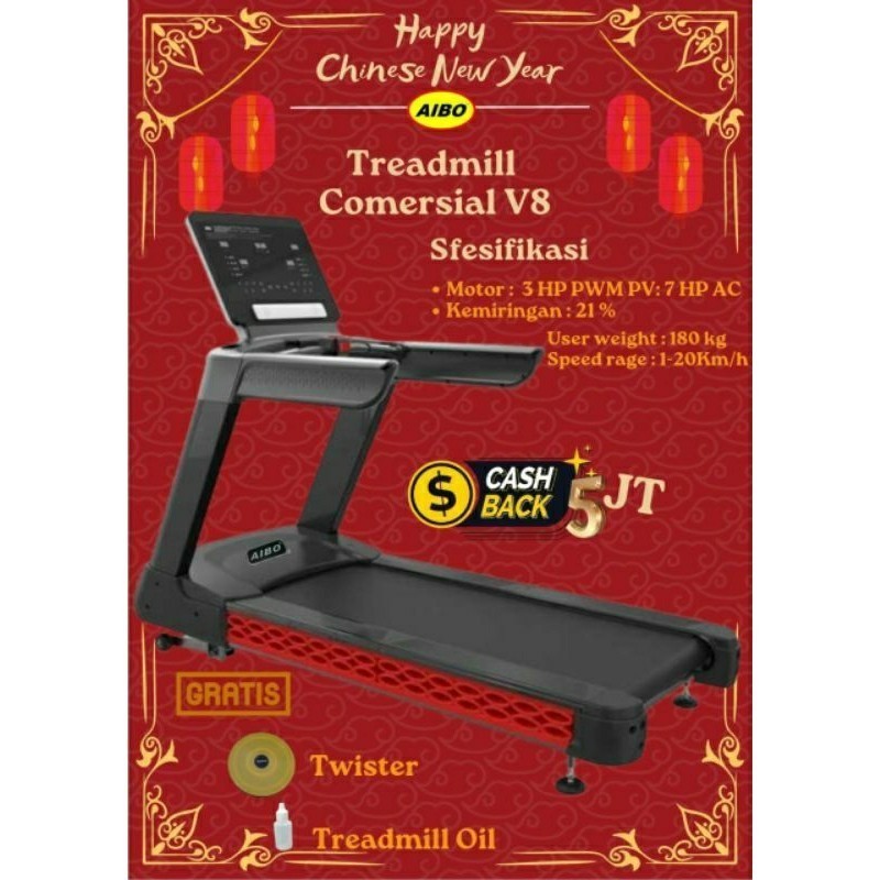 AIBO FITNESS & HEALTH BANJARMASIN - Treadmill Comersial V8/ Alat Olahraga/ Alat Fitness/ Gym