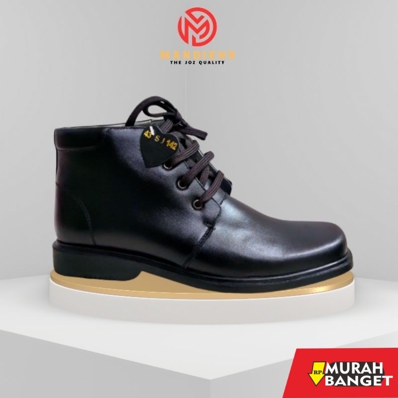Sepatu pdh- Mandiens - Sepatu PDH Kulit Asli Medali SJ124 Export Quality