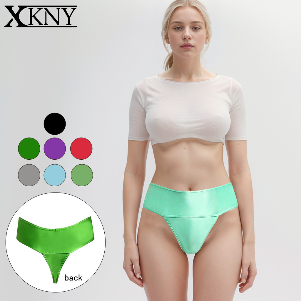 XCKNY silky smooth oil glossy thongs sexy glossy pants bikini high waist thong sport swim pants bott