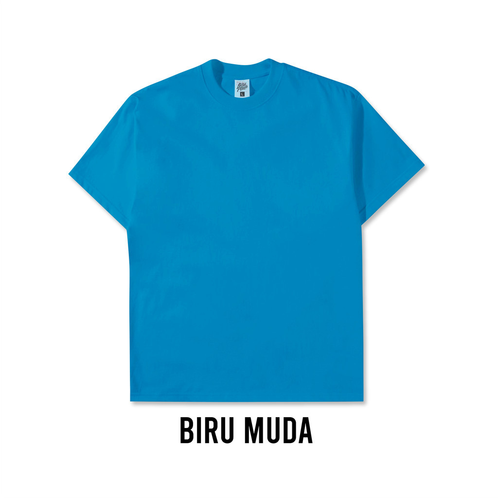 SUNDAINSIDE Kaos Polos Oblong Warna Biru Muda Cotton Combed 24S Unisex Pria Wanita Panjang Dan Pende