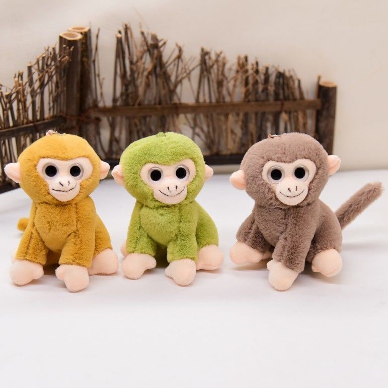 Cute Monkey Doll Plush Small Pendant Macaque Doll Keychain Bookbag Pendant Golden Monkey