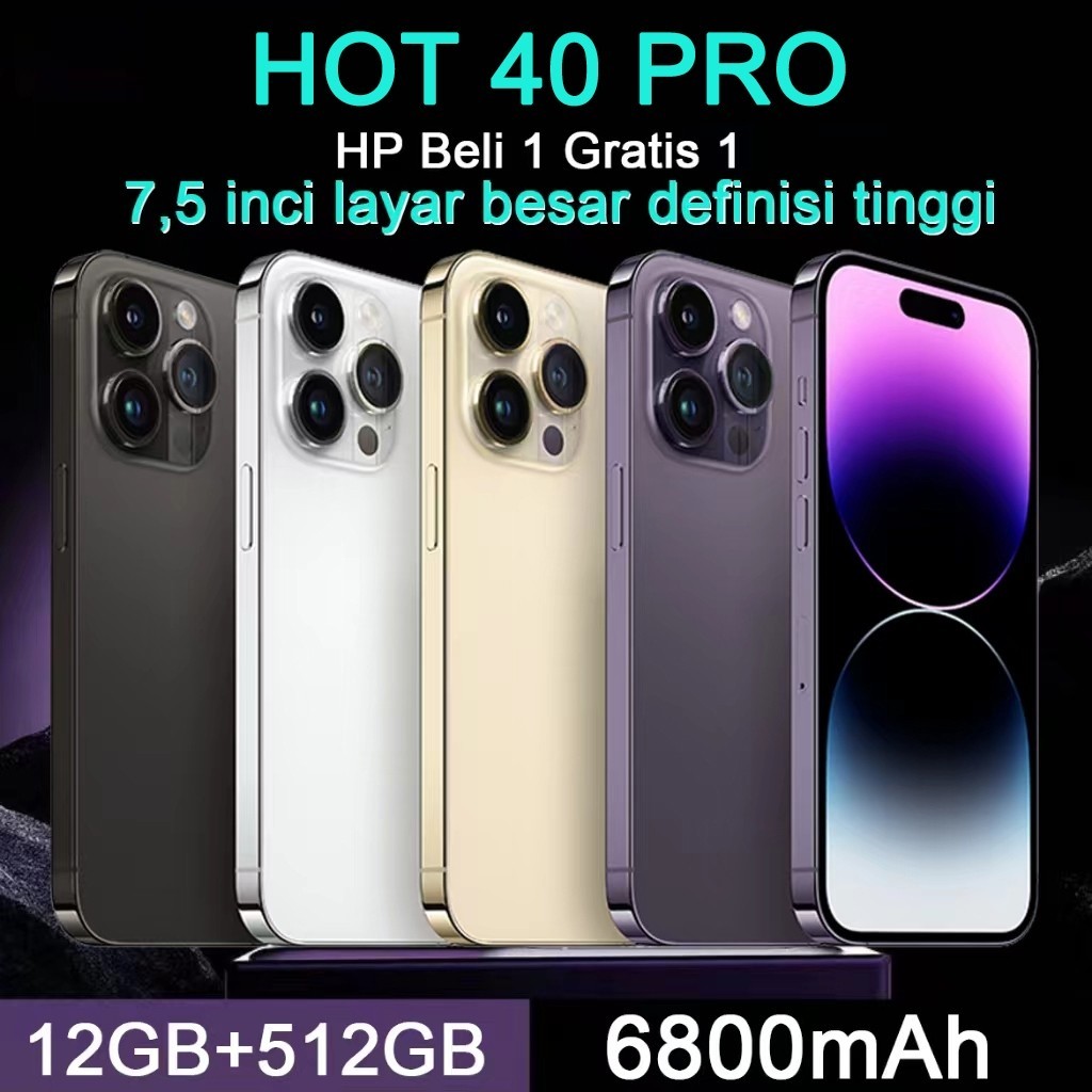 【2024 new style 】HP Hot 40 Pro 16GB+512GB HD Handphone android 7000mAh 5G HP murah Smartphone 7.5inc