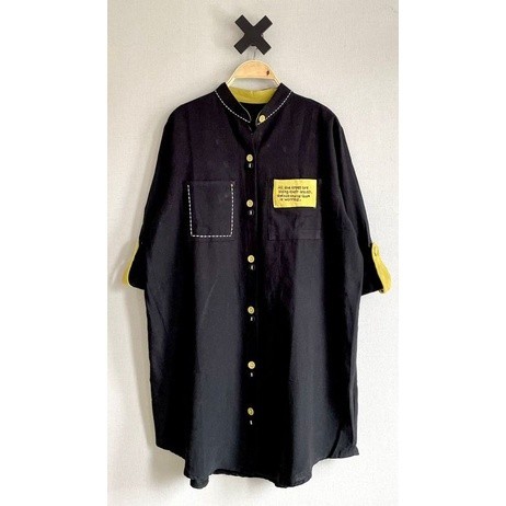 Tunik Kemeja Katun Linen Import Polos Kerah Shanghai Keren LuBaNa#6526/ GAMIS MODEL BARU MURAH