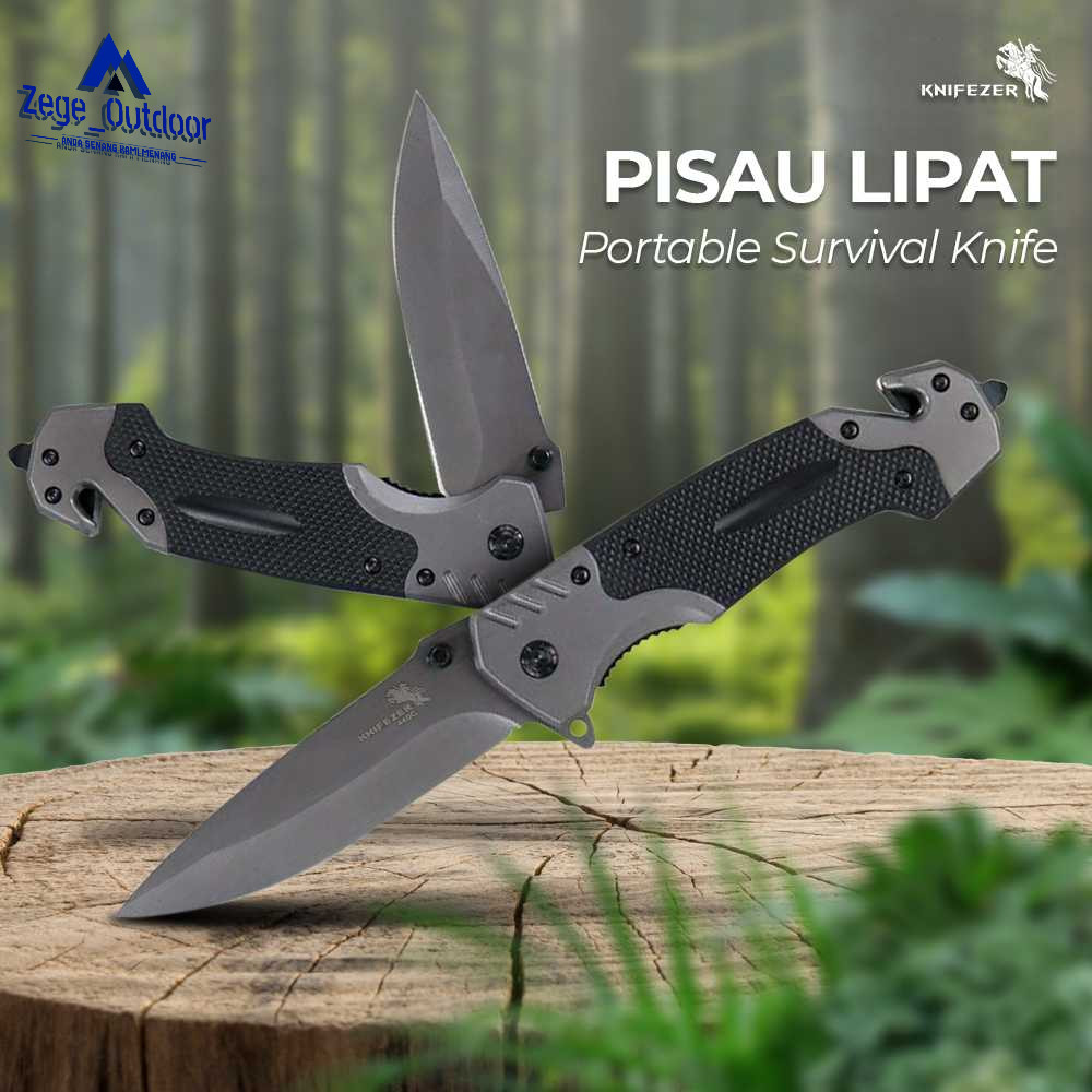 Pisau Lipat Outdoor Portable Knife Survival Stainless Steel (KNIFEZER)- 440C