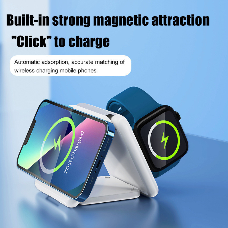 BESTPROMO NEW DEALS 3 IN 1 MAGNETIC WIRELESS CHARGER PAD FAST WIRELESS CHARGING DOCK STATION