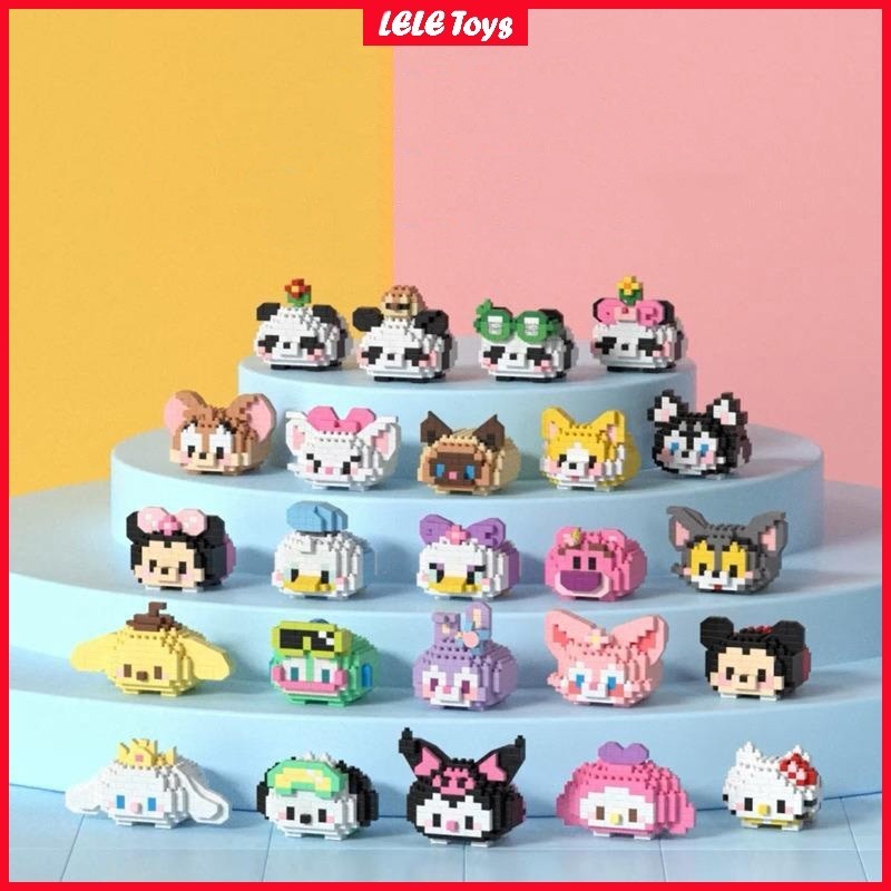 Panda merah/Kuromi/Cinnamoroll/Building Block Bricks Susun DIY Mainan Edukasi Anak Puzzle Lucu