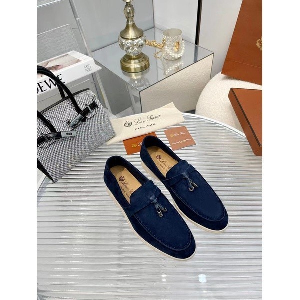 ✨LARIS✨ -Loro Piana Summer Chalk Loafer Sepatu Import Wanita VVIP Quality Navy - 36