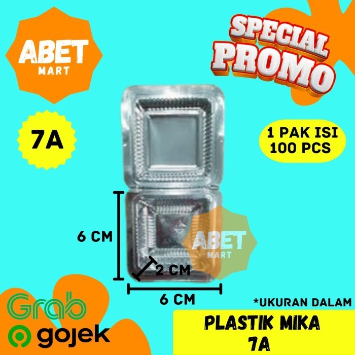 Mika Plastik 7A 1 Pak isi 100 Pcs - 6x6cm 7 A Kotak Kue Roti Bungkus Dus Kecil Mini