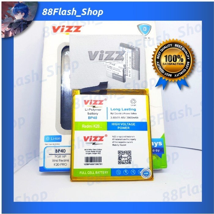 Vizz Baterai Xiaomi BP40 MI 9T PRO | K20 | K20 PRO Original