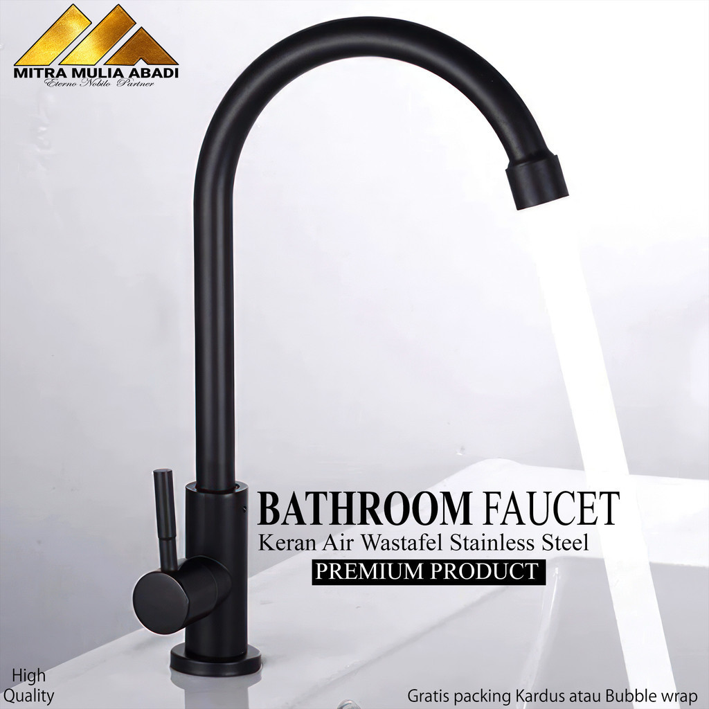 Keran Air Wastafel Stainless Steel / Kran Cuci Tangan Minimalis Hitam