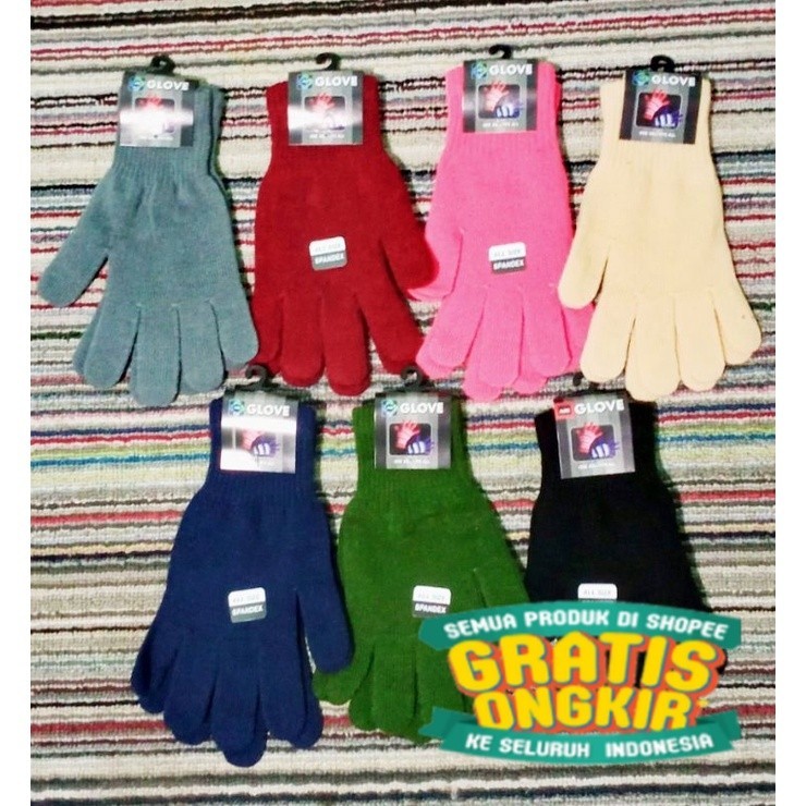 SARUNG TANGAN POLOS/SARUNG TANGAN MOTOR RAJUT DEWASA/ hitam kuning hijau
