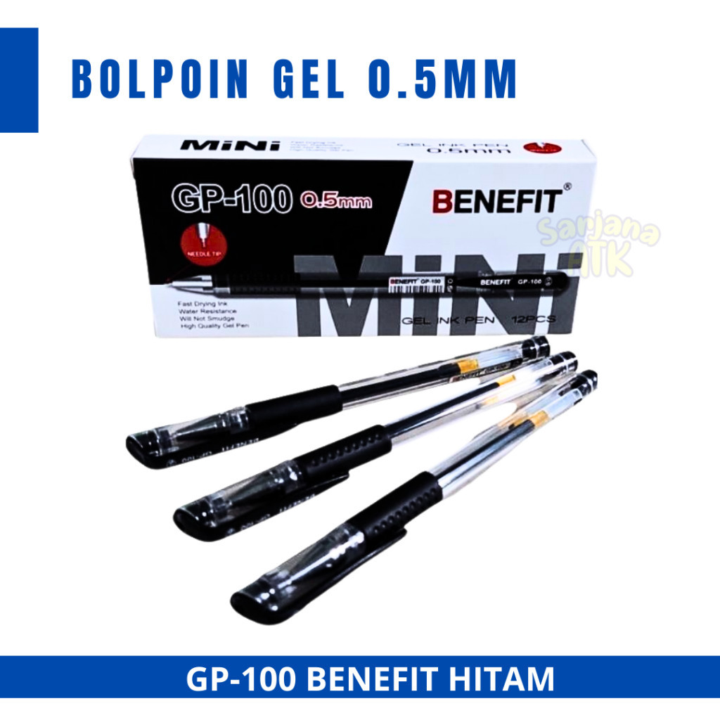 

(12 Pcs) Bulpen / Pen Benefit Gel GP-100 0.5mm Tinta Hitam