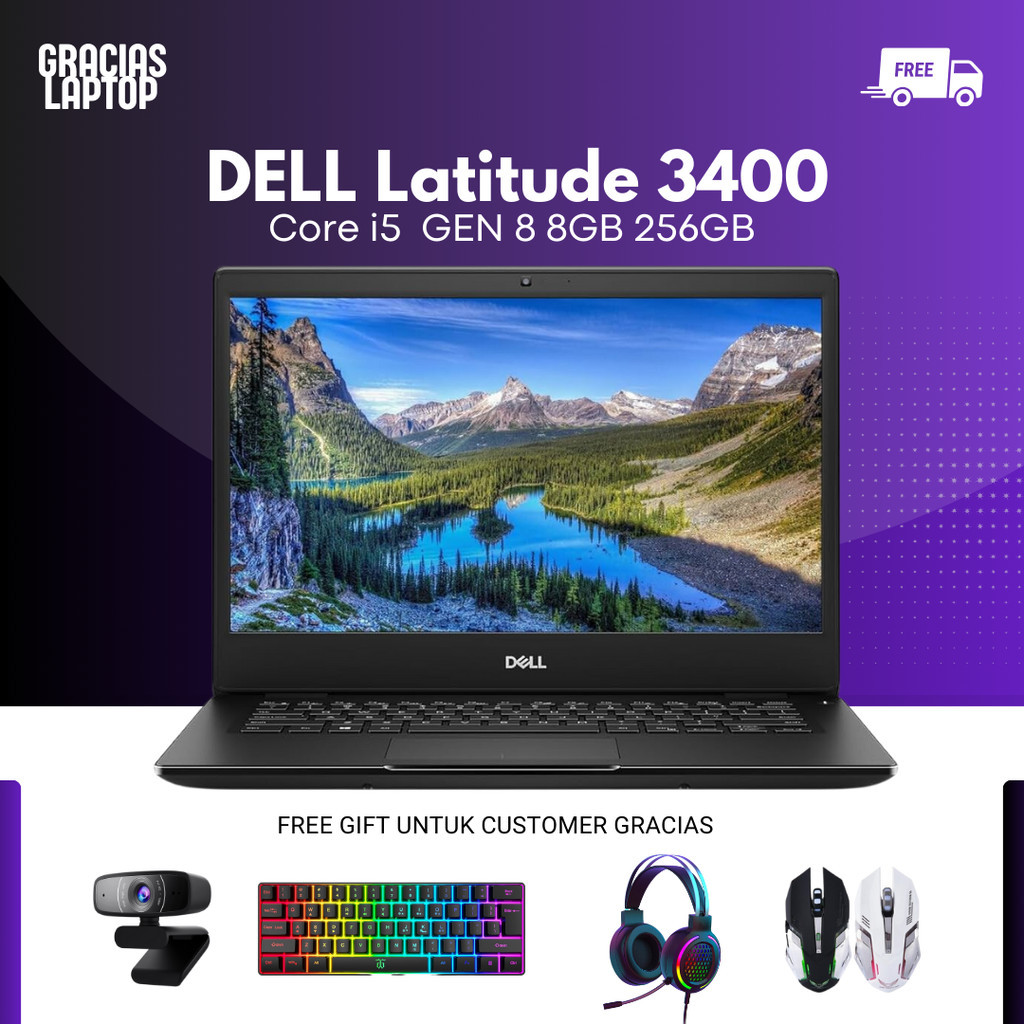 Laptop Murah DELL Latitude 3400 Core i5  GEN 8 8GB 256GB - Laptop Gaming/Laptop Kerja/Laptop Second 