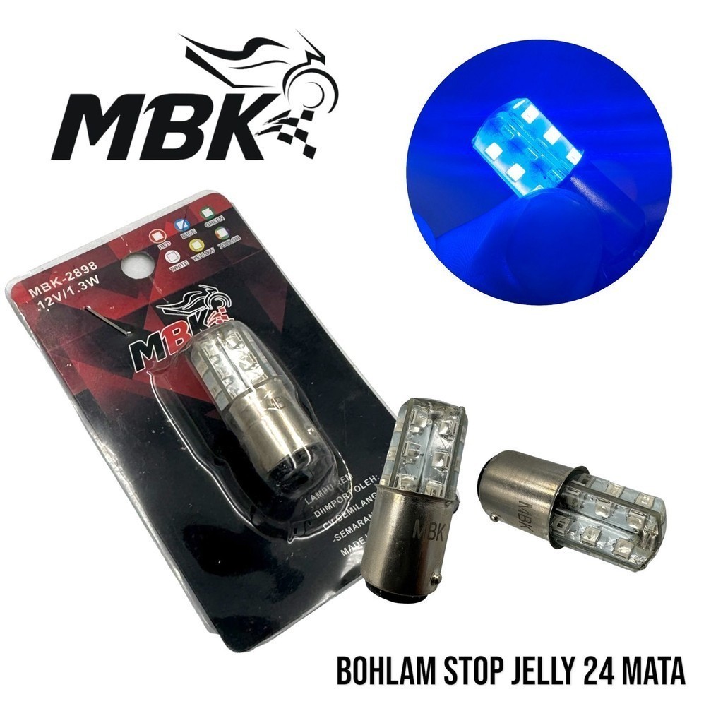 Lampu Stop Bohlam Jelly 24 Mata Biru Lampu Stop Motor