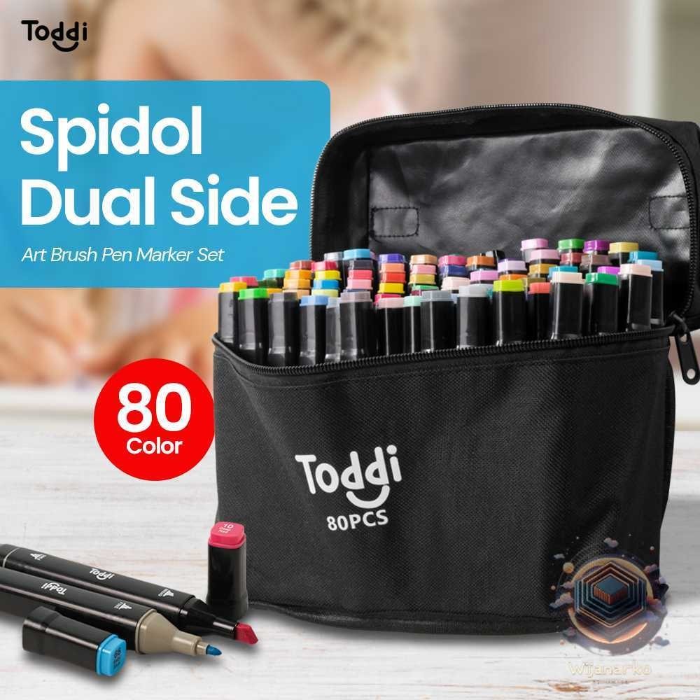 

Toddi Spidol Dual Side Fine Art Brush Pen Art Marker Set 80 Color - HL270