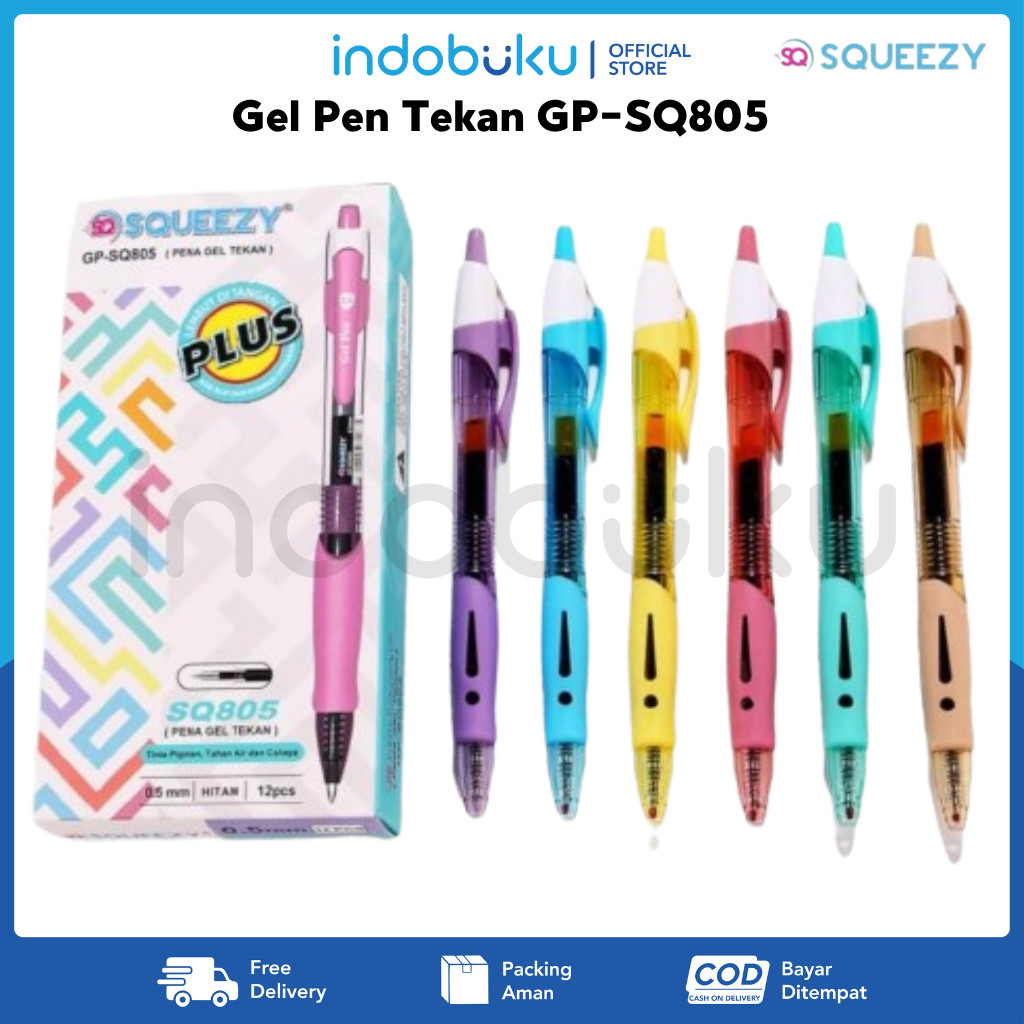 

Pulpen Gel Tekan Squeezy 0.5mm Tunta Hitam GP-SQ805 (1 Pack Isi 12pcs)