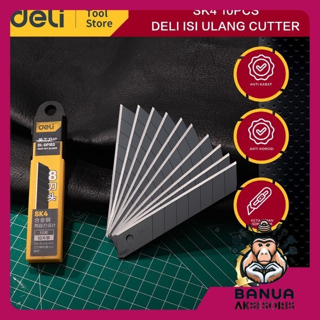 

BANUA ACC | DELI CUTTER / ISI ULANG CUTTER SK4 ISI 10PCS TAJAM DAN ANTI KARAT DL-DP KUALITAS PREMIUM