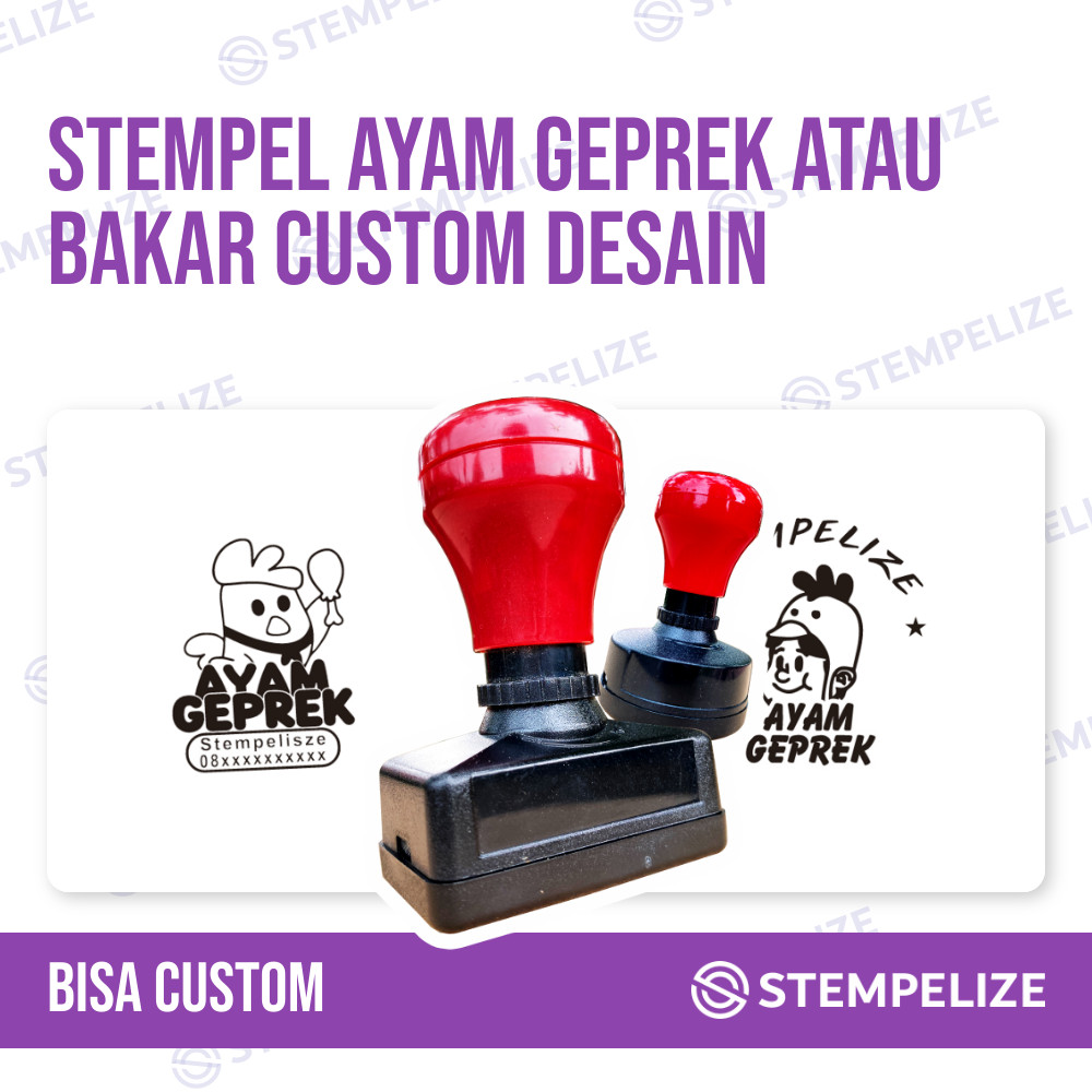 Stempel Ayam Geprek Atau Bakar Custom Desain