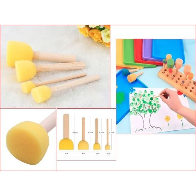 

New Promo~ berkahh_mall GRACESU_ART SPON DOODLE PRAKARYA ANAK 4PCS SPON LUKIS PAINTING DIY