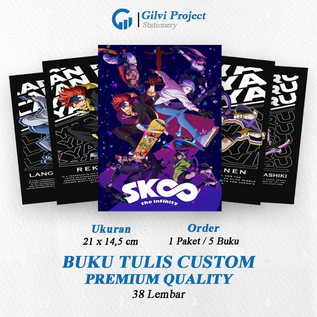 

Buku Tulis Sekolah Custom Tema SK8 THE INFINITY Bergaris 38 Lembar 1 Pak Isi 5 Buku/ Buku Tulis Anime/ Buku Aesthetic/ Buku Catatan