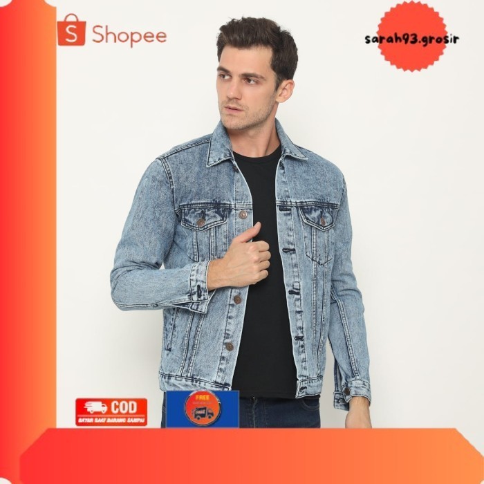 ✨BESTSELLER✨ -DEEFLINE Jaket Jeans Pria - Jaket Denim Terbaru - Jaket Snow Blue - SNOW BLUE, M