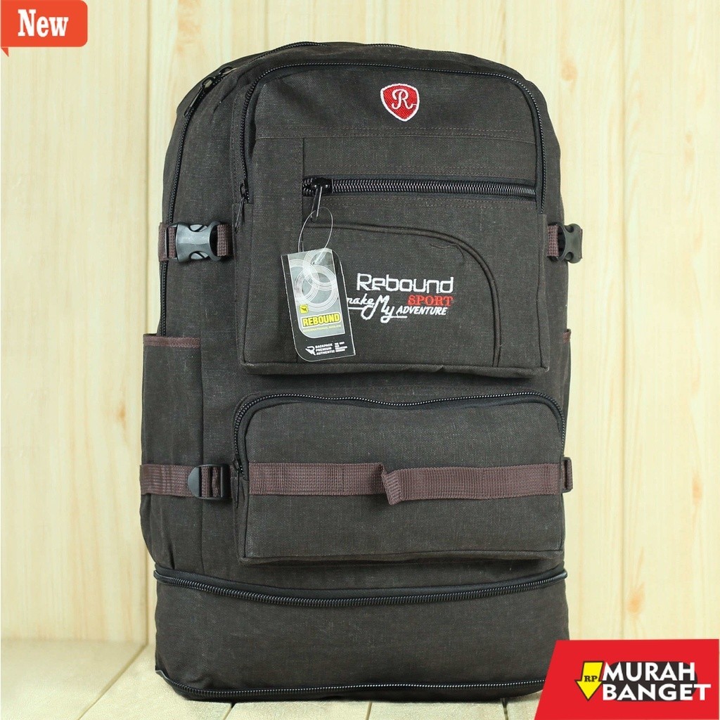tas ransel wanita shopee Tas Ransel Kanvas Distro Susun Rebound Coklat Muda Pria Wanita Original Mur