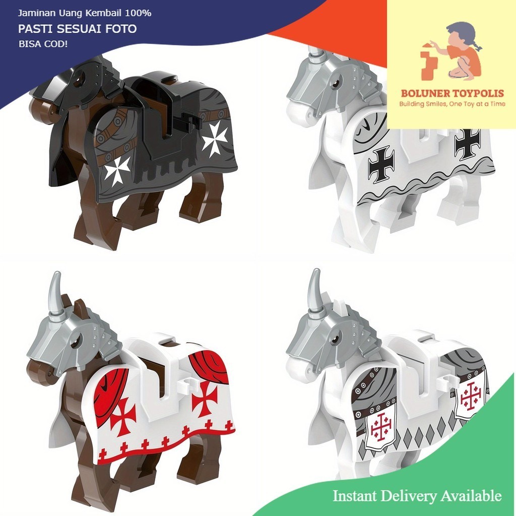 Mainan Anak Minifigure Tentara Kuda Perang Brick  War Horse Toy Pajangan