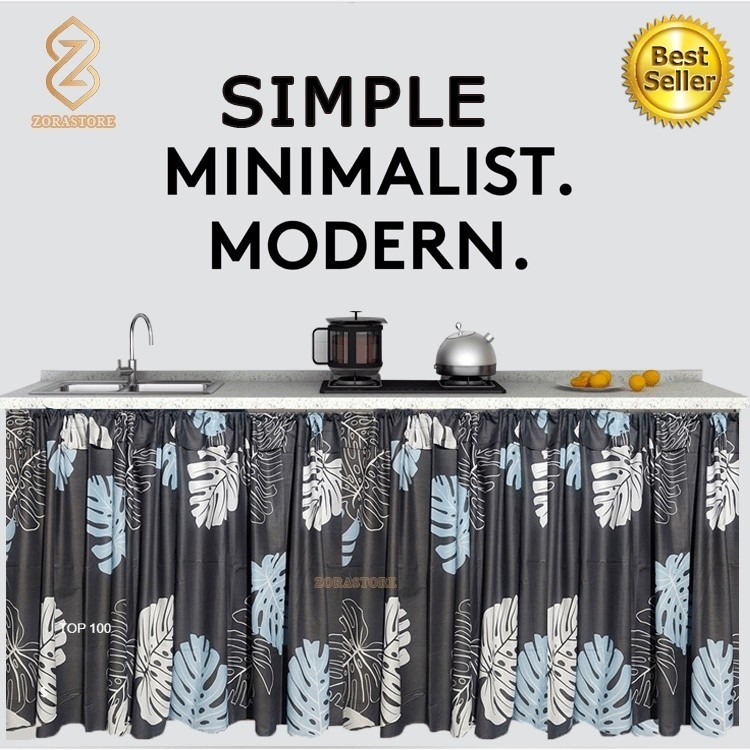 Gorden Tirai Kolong Meja Dapur poni Minimalis