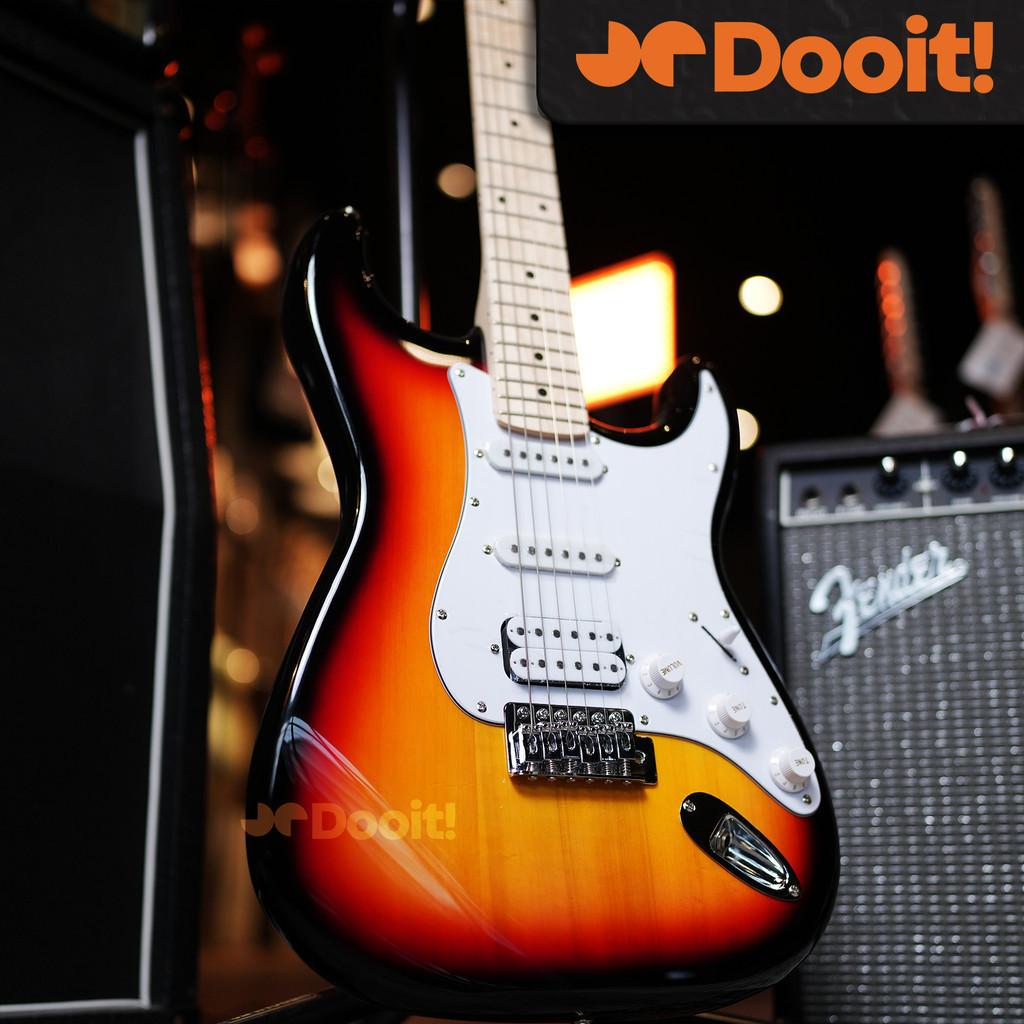 Aria Pro Ariapro II STG004 STG 004 M HSS Gitar Elektrik MAPLE Split Coil Push Pull - 3 Tone Sunburst