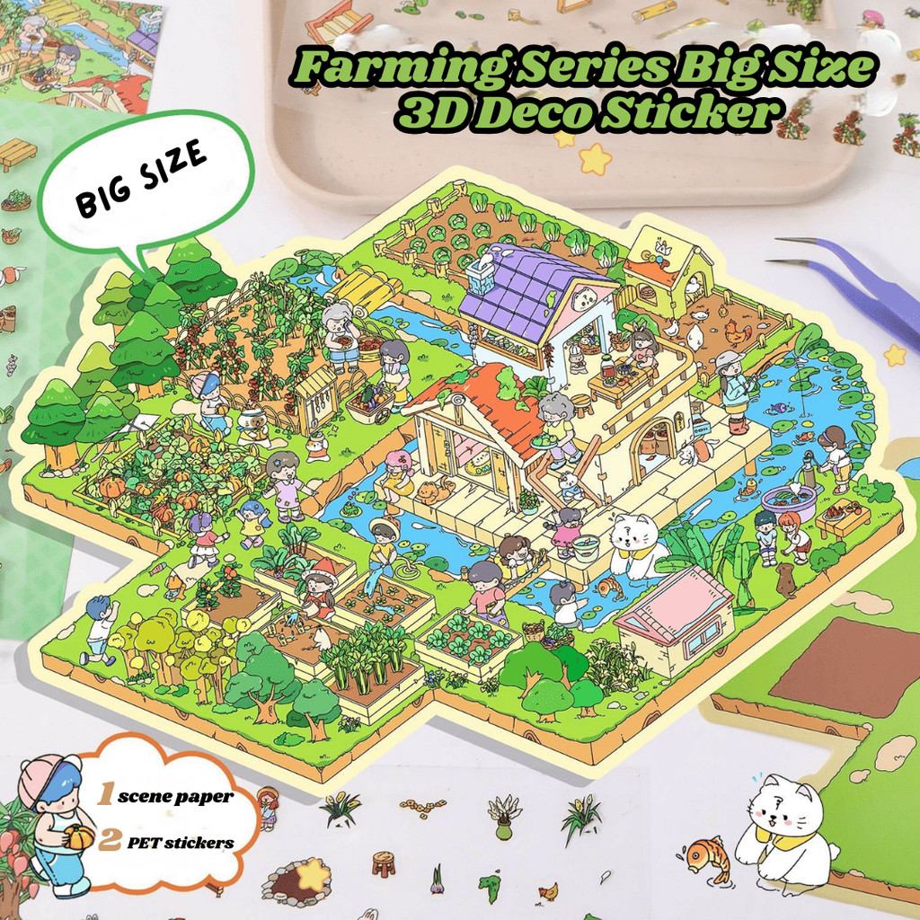 

[HARU] Farming Series Big Size 3D Deco Sticker Sheet Stiker 3D Dekorasi Ruangan Premium Decoration