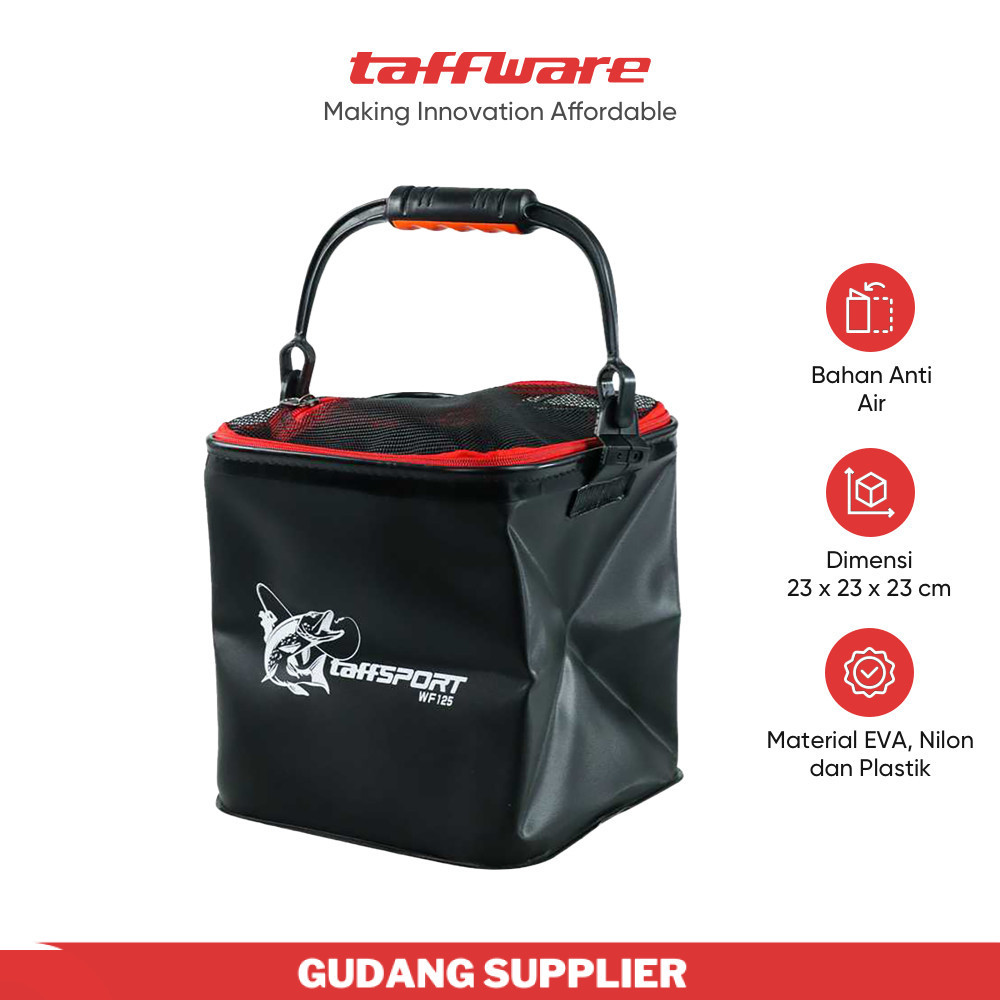 TaffSPORT Ember Lipat Mancing Ikan Tempat Umpan Udang Hidup Model Tali Folding Bucket Handle- WF125