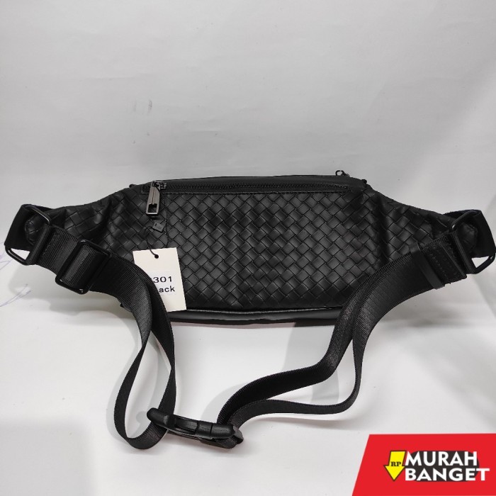 tas selempang pria kekinian Tas Selempang Kulit Pria/ Waistbag Kulit premium Impor- Black