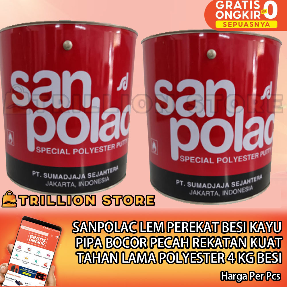 Sanpolac Dempul Besi Kayu Cat Ukuran Uk 4 Kg Hardener Mobil San Polac Galon Cet Pelamir Merah Resin 
