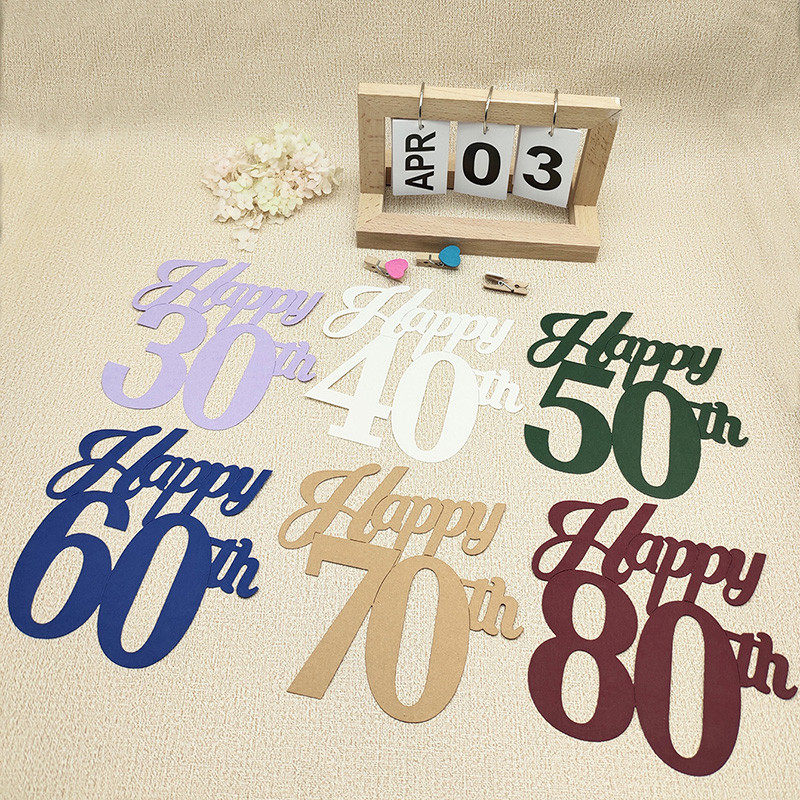

2023 New Happy 18th 21st 30th 40th 50th 60th 70th 80th Letter Metal Cutting Dies for Scrapbooking Birthday Stencil Card Numeral