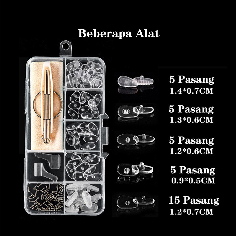 Earhook Kacamata / Komponen Perbaikan Kacamata Dispensing Box Berisi Set Obeng Kacamata Baut Kacamat
