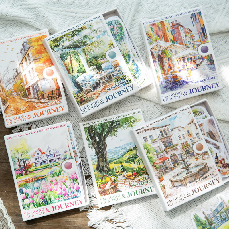 

Mr. Paper, 6 Styles,50PCS/bag,architectural Plant Landscape Sticker Pack, DIY Collage Decoration Tourism Scene Material Sticker