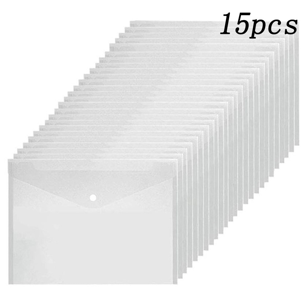 

15pcs/set Transparent Plastic A5/A4 Folders File Bag Teacher Storage Office Tools Water Resistant File Holder Filing Envelope