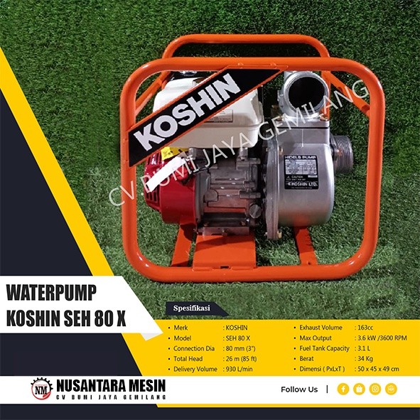 MESIN POMPA AIR IRIGASI / WATERPUMP KOSHIN HONDA SEH 80 X 3 INCH