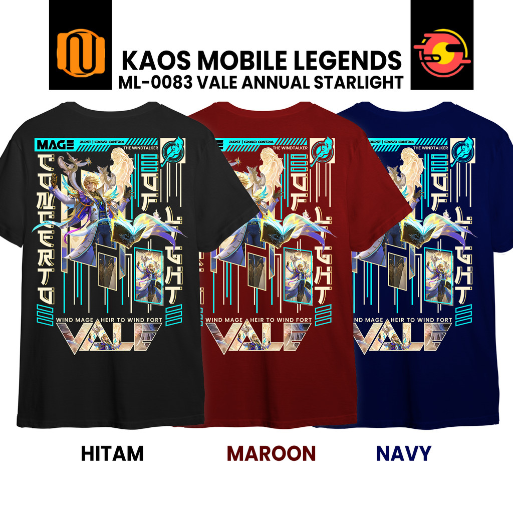 Nuhifa Store Kaos VALE ANNUAL STARLIGHT Mobile Legeds Lengan Pendek Hitam Cotton   Skin Hero ML MLBB