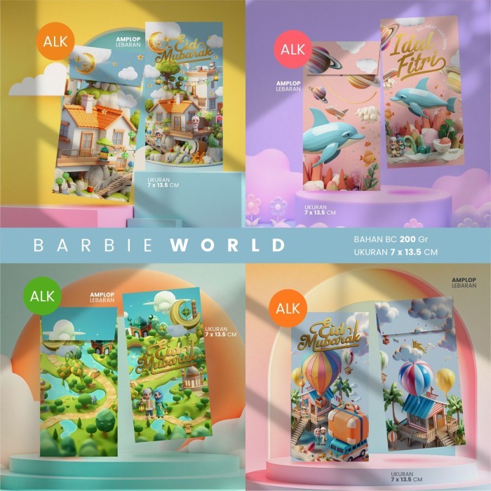 

MUMPUNG PROMO AMPLOP LEBARAN KECIL / ASTER 150GRAM /AMPLOP IDUL FITRI - ALK BARBIE WORL TERLARIS