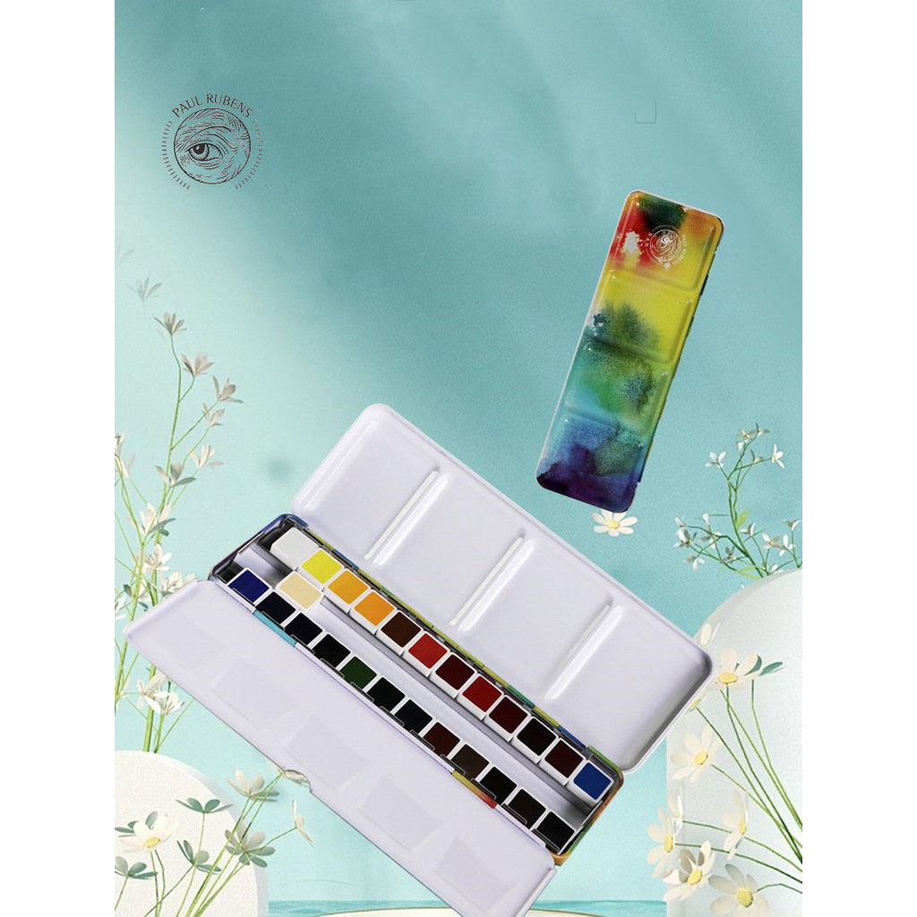 

New Paul Rubens Colorful Solid Watercolor Paint Set 12/24 Colors Professional Artist Water Color for Painting Art Supplies