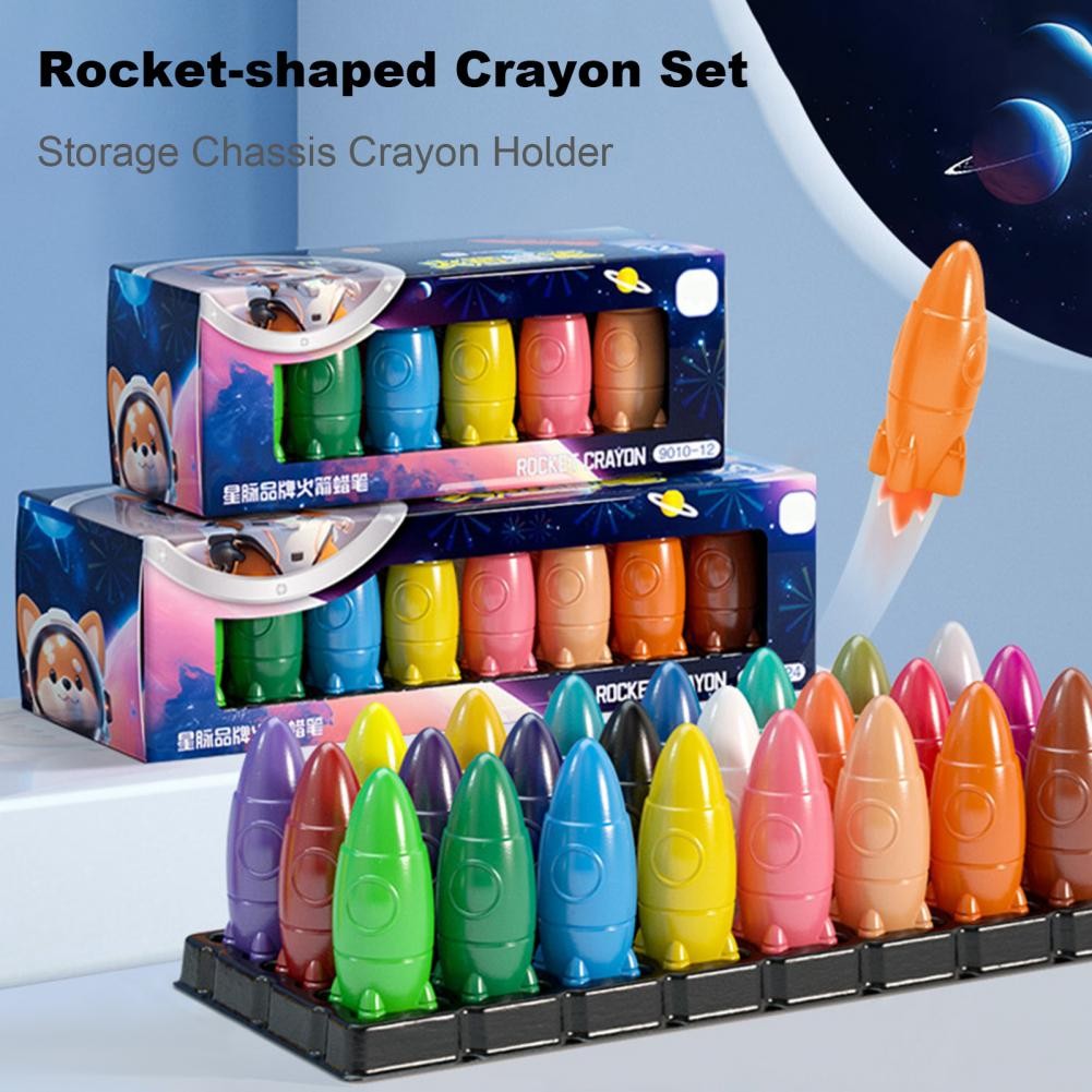 

12/24/36 Rocket Crayon Set Non-Toxic Washable Crayons Smooth Writing Pencil Bright Colors Drawing Crayon Art Supplies for School