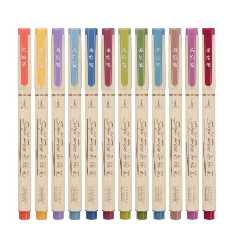 

3 Color Vintage Watercolor Lettering Art Marker Drawing Pen Set Multicolor Soft Brush Tip Calligraphy Painting Art Supplies