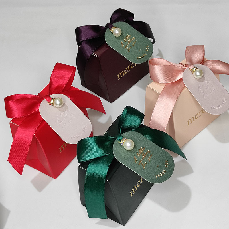 

Small Boxes Gifts Merci Gift Box Party Baby Shower Birthday Paper Chocolate Pink Boxes for Packaging Wedding Favors for Guests